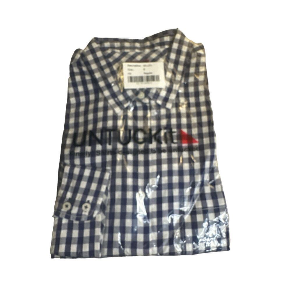UNTUCKit Women's Belleza Long Sleeve Gingham Button Down Top Sz 8 Blue White NWT - Picture 2 of 5